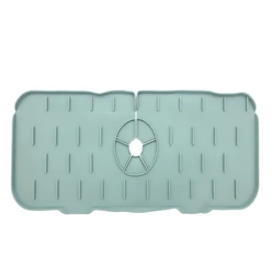 Handy Housewares Silicone Sink Faucet Drip Tray, Behind Faucet Water Catcher Drying Mat - 5.5" x 14.6", Prevents Water Splash and Keep Countertops Dry Dark Grey {5}