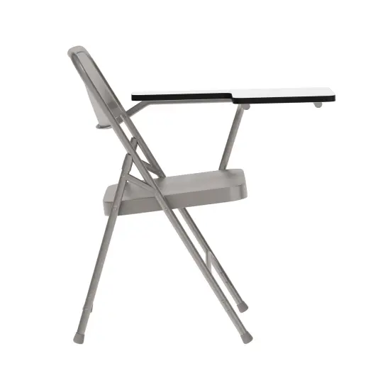 Emma and Oliver Premium Steel Folding Chair with Left Handed Tablet Arm - Event Chair Beige {6}