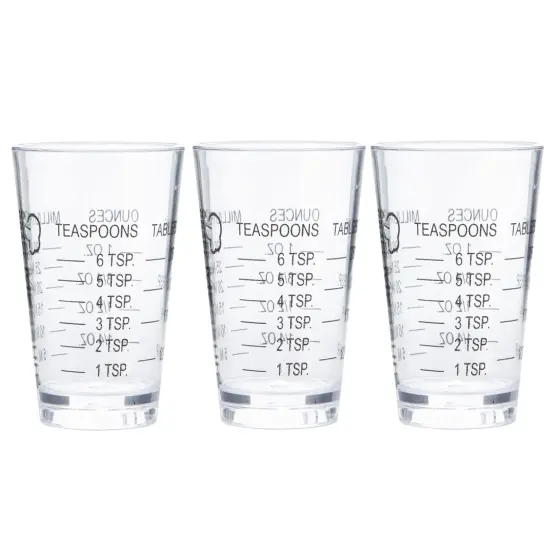 Chef Craft 1oz Plastic Measuring Cup Shot Glass Measurer - Measure in Oz, Tsp, Tbsp or mL {1}