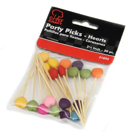 Chef Craft 20pc Heart-Shaped 2.5" Party Picks - Great for Cocktails and Appetizers {3}