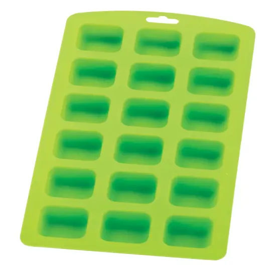 HIC Green Silicone Square Shape Ice Cube Tray and Baking Mold - Makes 18 Cubes {1}
