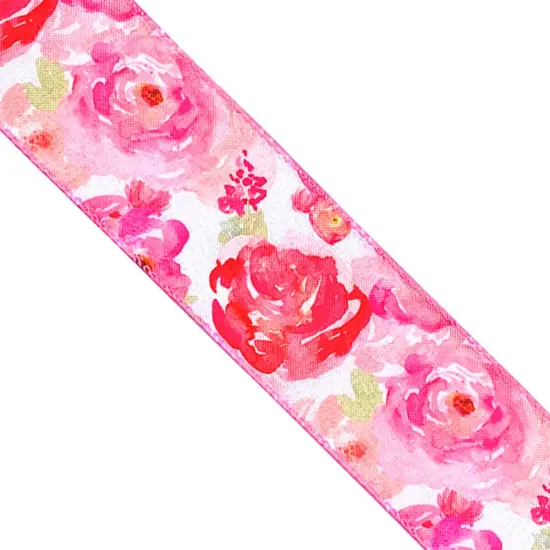 Designer&rsquo;s Shop WR 63-5201 Spring Summer Pink Wild Rose floral wired edge ribbons (2.5" x 10 yards) {4}