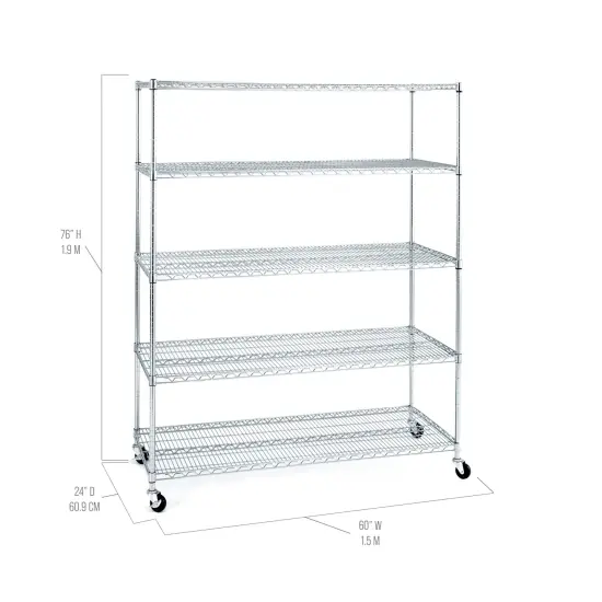 Seville Classics UltraDurable 5-Tier NSF Steel Shelving, 60" W x 24" D x 76" H Plated steel {2}