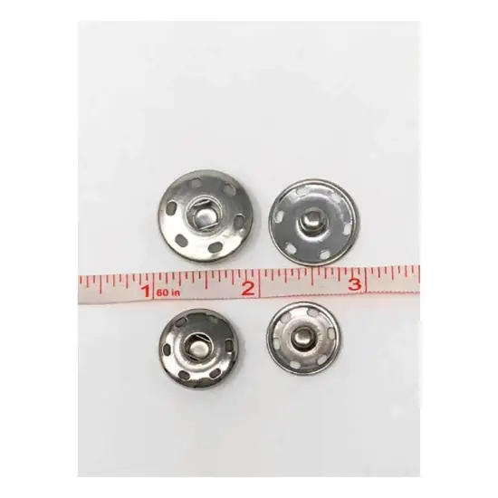 Silver Metal Snaps Sew-On 6 Hole 30L OR 34L {3}