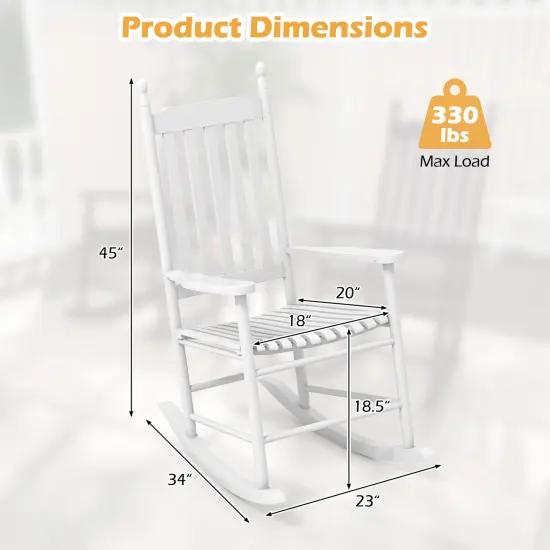 Acacia Wood Rocking Chair with Ergonomic Seat & Gentle Rocking Motion White {4}