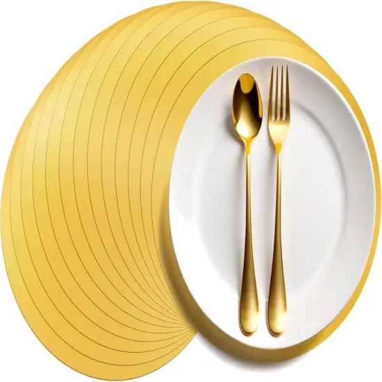 60 PCS Gold Disposable Placemats Round Paper Placemats Table Mats Mirror Decorative Paper Gold Charger Plates Disposable Place Mats Table Setting for Formal Dinner Party Wedding Christmas Baby Shower {1}