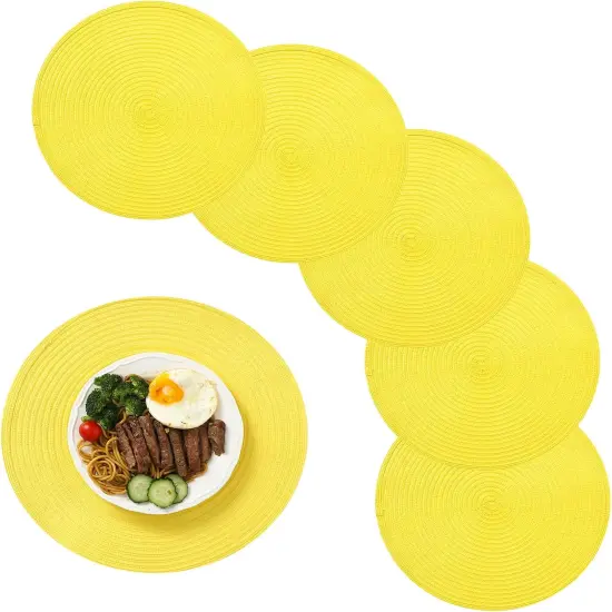 Round Cotton Placemats Set of 6 Washable Round Placemat 15 inch Round Braided Placemats Circle Placemat {1}
