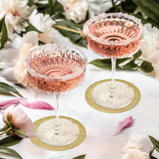 150 Pcs Braided Wicker Look Paper Beverage Coasters, 4" Round, Rustic Woven Cocktail Coaster {3}