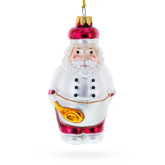 Santa the Cook Glass Christmas Ornament {1}