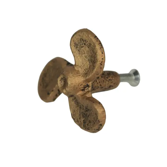 Set of 6 Antique Gold Boat Propeller Drawer Pulls - Coastal Cast Iron Cabinet Knobs with Nautical Charm - 1.75 Inch Diameter, Durable Vintage Finish, Easy Installation {3}