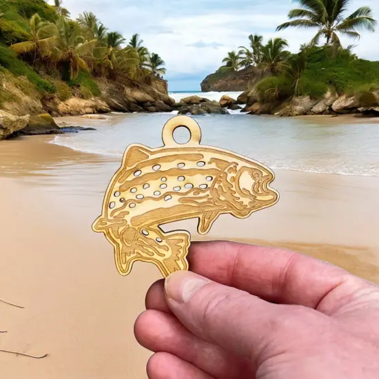 Ornament - Trout - Raw Wood 3x3in {6}