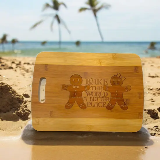 Bake the World a Better Place - Cutting Board 14''x9.5''x.5'' Bamboo {6}