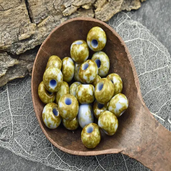 50G Opaque Lt. Blue Picasso Czech 32/0 Seed Beads {4}