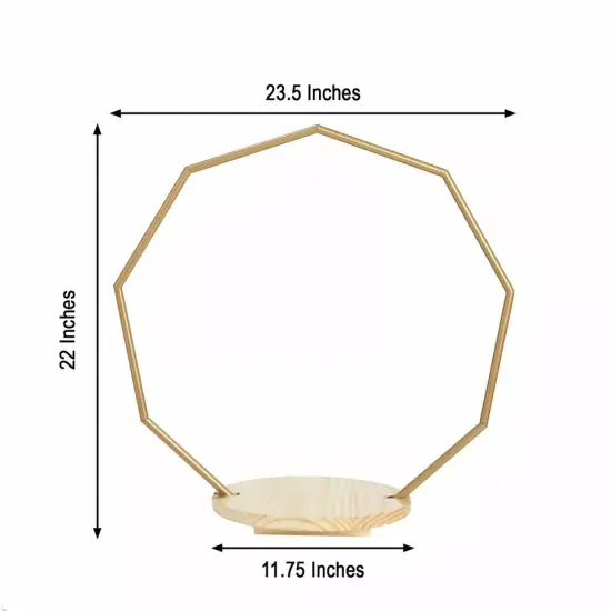Gold 22 in Geometric Nonagon Wood Metal Arch CAKE STAND Party Decorations {4}