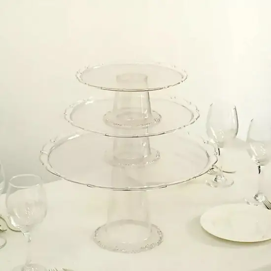 3 Clear Round Plastic CUPCAKE Display STANDS Stackable Dessert Pedestals Party {4}