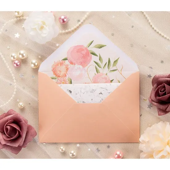A1 Invitation Envelopes, Peach with Floral Lining (3.6 x 5.1 In, 50 Pack) Pink {4}