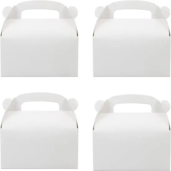 30-Pack White Party Favor Treat Boxes, Goodie Gable Paper Gift Boxes with Handles. Perfect for Wedding, Birthday, Graduation, Babyshower. {1}