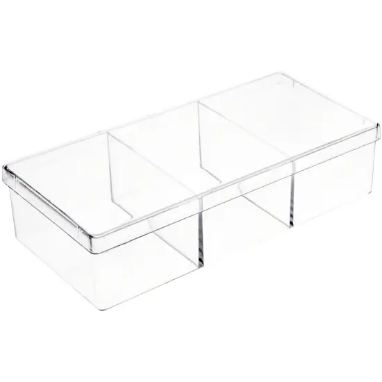Pioneer Plastics 182C Clear Rectangular Plastic Container with Dividers, 6.75" W x 3.1875" D x 1.625" H {1}