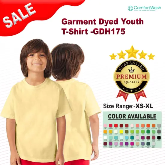 Hanes&reg; Garment Dyed Youth T-Shirt Spanish Moss {2}