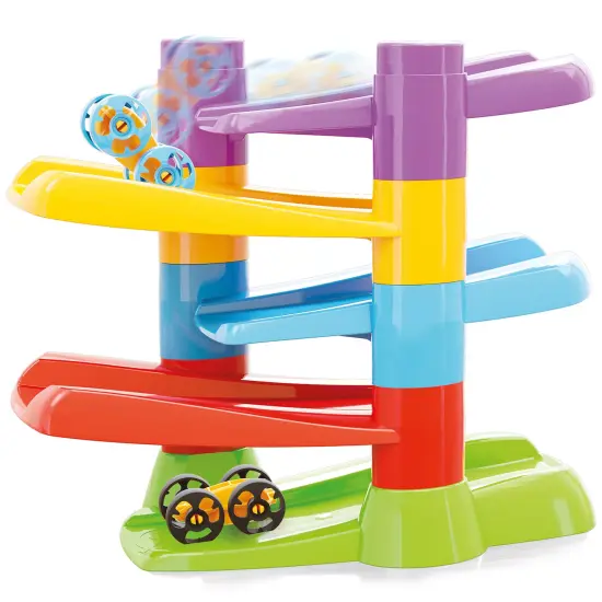 Quercetti: Flip Car Race Track - Stacking Ramp Toy Playset - Easy to Assemble, 2 Flipping Cars for Continuous Racing Action, Toddlers & Kids 18mo+ {3}