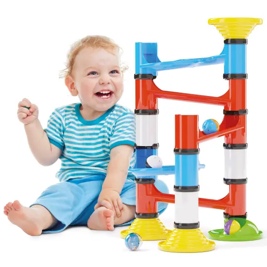 Quercetti: Migoga Junior - Marble Run &ndash; 31pc Stacking & Track Building Toy, Large Colorful Pieces & Rattle Balls, Interactive Play, Toddler-Kids 18mo+ {5}
