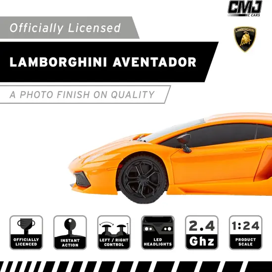 CMJ RC Cars: Lamborghini LP700-4 - Orange - 1:24 Scale, Remote Control Radio Vehicle, 2.4 Ghz, LED Headlights, Indoor-Outdoor Racing Toy, Licensed {4}