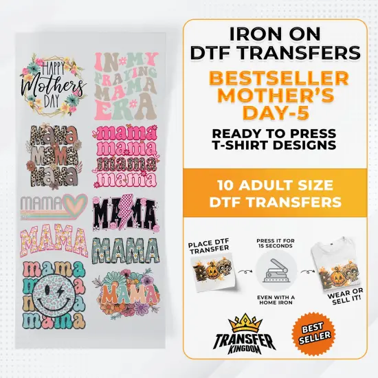 Best Seller Mother's Day T-shirt Designs Premade DTF Gangsheet - DTF Bundle 5 {1}