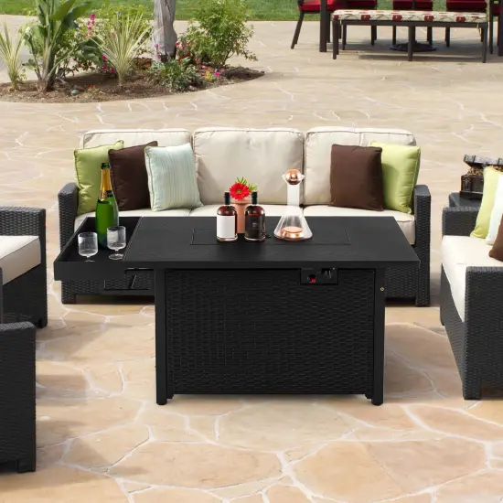 Costway 52'' Outdoor Gas Fire Pit Table Patio Propane Firepit with Cover 50,000 BTU Brown/Black {5}