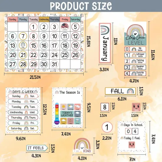 Boho Rainbow Calendar Bulletin Board Set with Seasons {3}