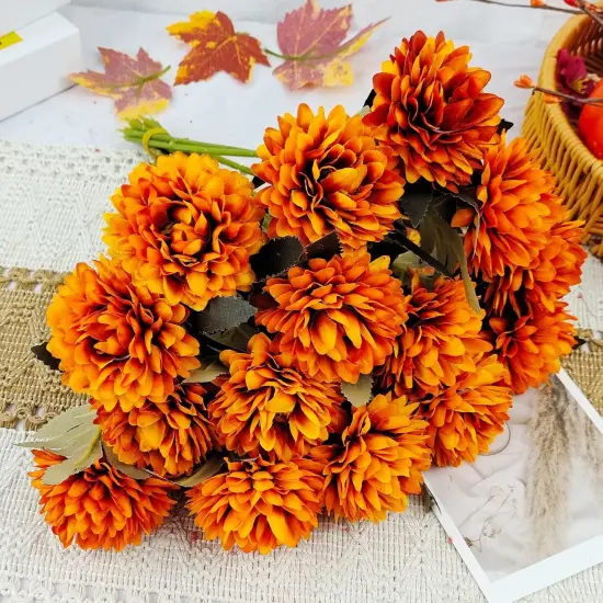 15 Pcs Mums Artificial Flowers Fake Mums Silk {2}