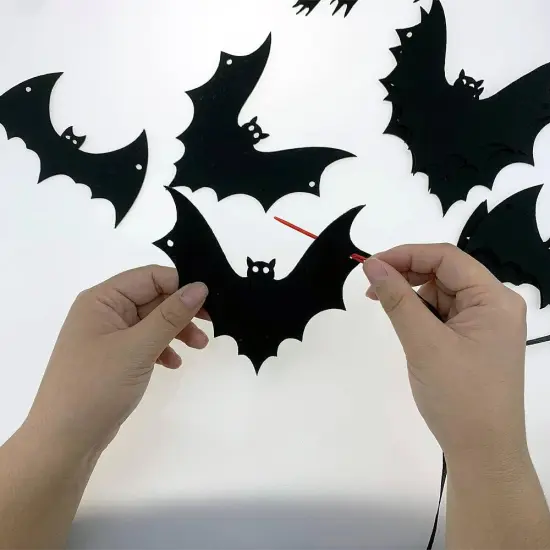 2 Pack Felt Black Bat Garland Banner {3}