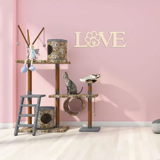 3pcs Love Paw Wood Sign Blank Wooden Dog Cat Paw Plaque Unfinished Wood {4}