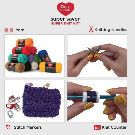 Red Heart Super Saver Super Yarn Kit 10 pack-Knit W/Accessories {5}