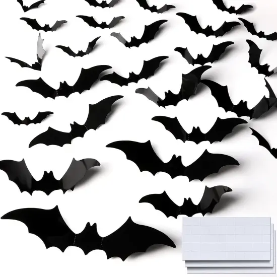 Black Bats Halloween Wall Stickers - 120pcs {1}