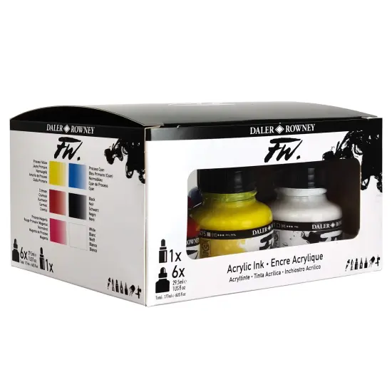 Daler-Rowney FW Acrylic Ink Set 6/Pkg-Primary {3}