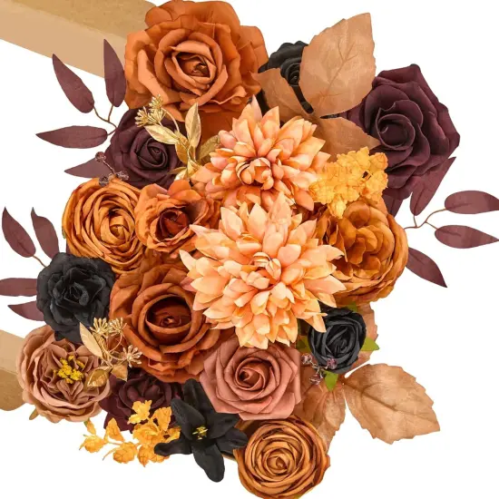 Artificial Orange & Black Flowers - Grand {1}