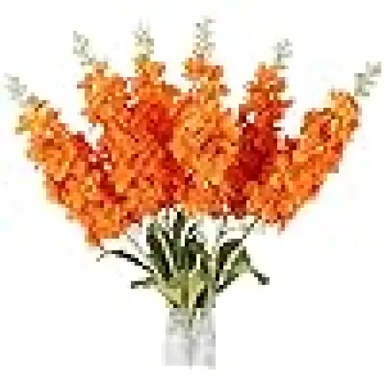 Orange Fake Flowers Larkspur Realistic Faux {1}