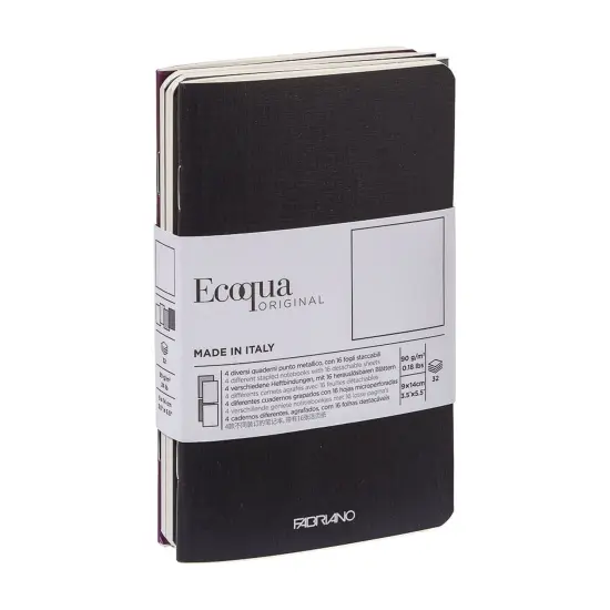 Fabriano EcoQua Pocket-Sized Notebook, 4 Notebook Pack Spring Set, Blank {5}