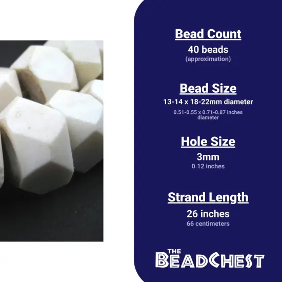 The Bead Chest White Bone Beads - Full Strand of Fair Trade African Beads (Faceted, White) {4}