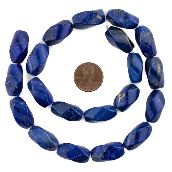 The Bead Chest Faceted Twisted Lapis Lazuli Beads (22x10mm) {2}
