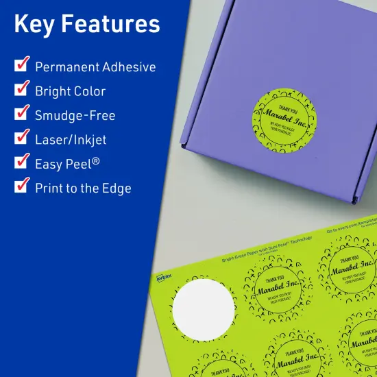 Avery Bright Green Paper Labels, 2" Diameter Round {2}