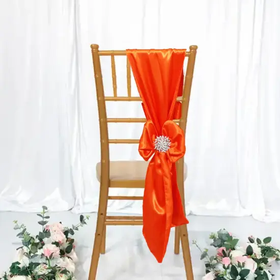 10 Pieces Orange Smooth Satin Chair Sashes, 8"x108" Decorative Accents {3}