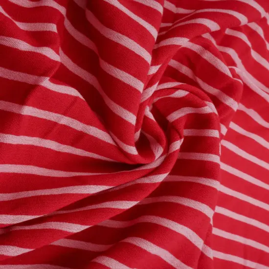 1 Yard Rayon Crepon Wash Vertical Stripe Yarn Dyed Woven Fabric Lightweight 51/52" Width RED {2}