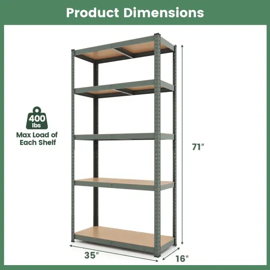 5-Tier Tall Freestanding Heavy Duty Metal Utility Rack with 5 Adjustable Shelves Suitable for Kitchens or Garage Gray {5}