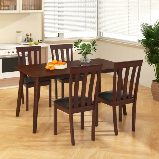 Set of 2 Wooden Kitchen Chairs with Comfortable Padded Seat and Rubber Wood Frame Espresso {5}