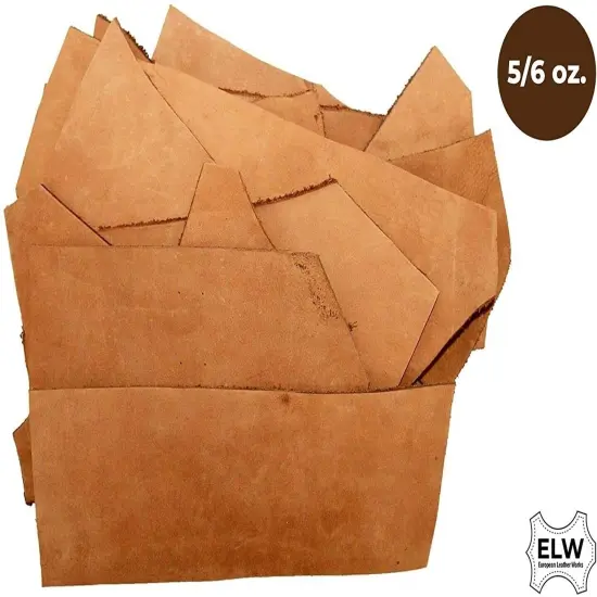 ELW Full Grain Leather 10lb Scraps Tobacco Brown 5/6 OZ (2mm)Perfect for Crafts, Tooling, Repairs {1}