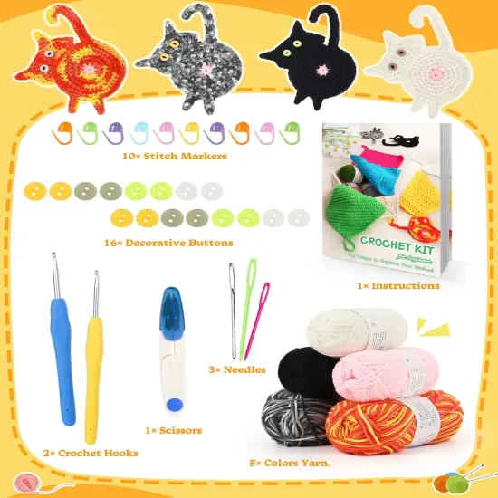 Cat Coasters Crochet Kit {5}