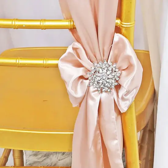 10 Pieces Blush Pink or Rose Gold Satin Chair Sashes Elegant 8"x108" Event Decor {3}