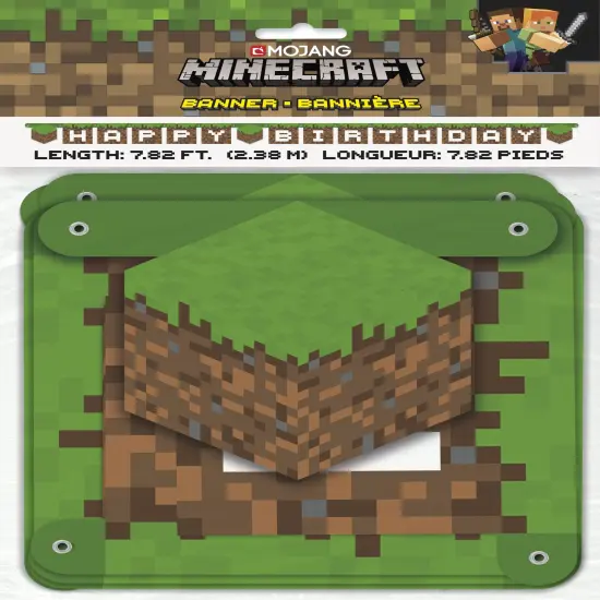 Minecraft Large 7.82ft Jointed Happy Birthday Banner - 1ct {1}