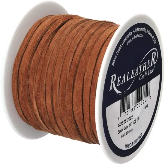 Realeather Suede Lace, 1/8" x 25 yd, Multicolors Available Dark Brown {3}